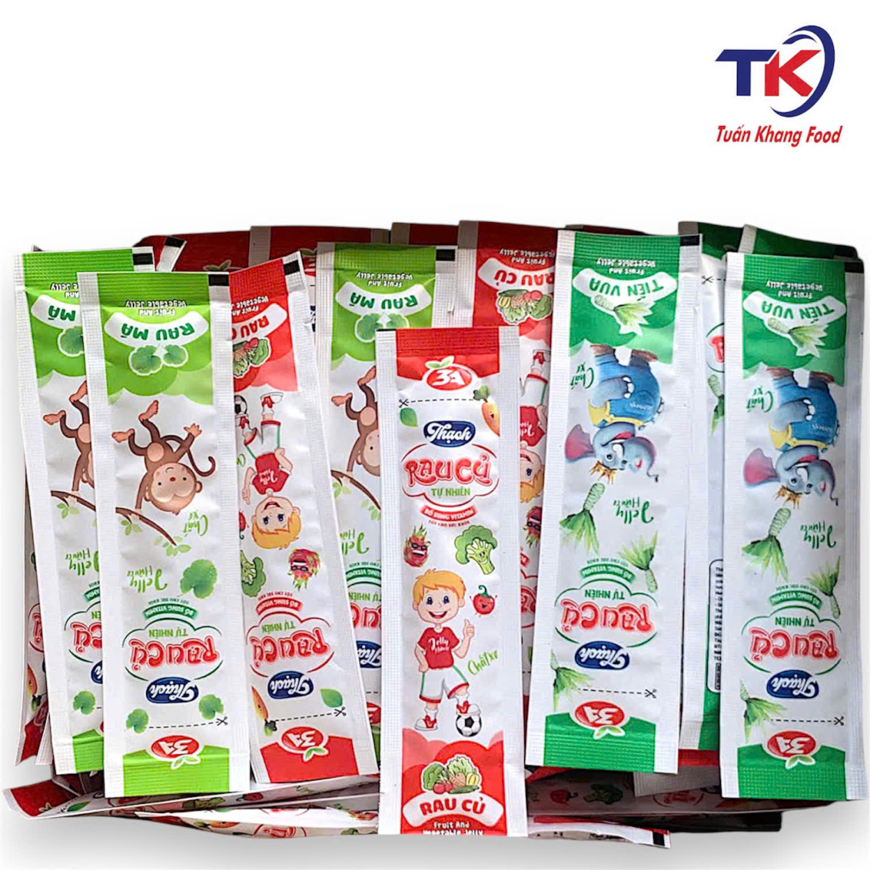 Thạch Rau Củ Xá 1 Thùng 5Kg Gồm 3 Vị ( Tự nhiên, Rau má, Tiến Vua)
