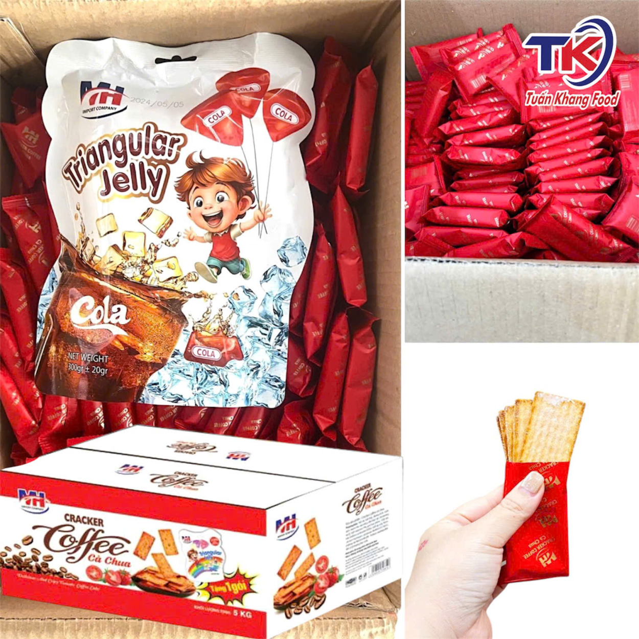Bánh Cracker Cà Phê Cà Chua 5KG (Mua 1 Thùng Tặng 1 Gói Thạch Cola)