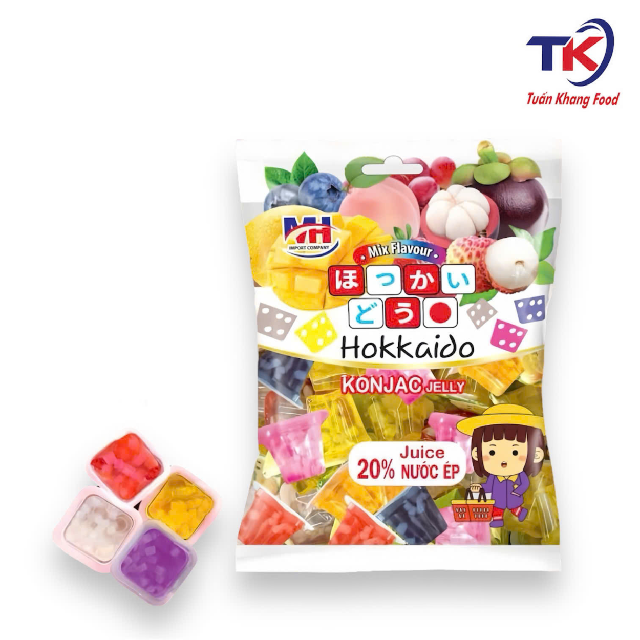 Thạch Rau Câu Dừa Hokkaido túi 400G Mix Vị