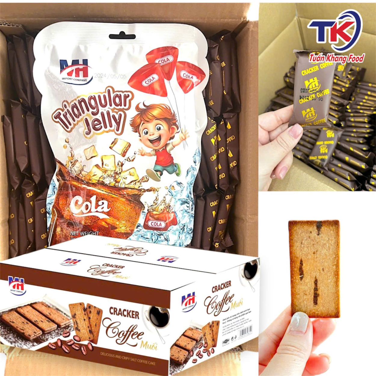 Bánh Cracker Cà Phê Muối 5KG (Mua 1 Thùng Tặng 1 Gói Thạch Cola)