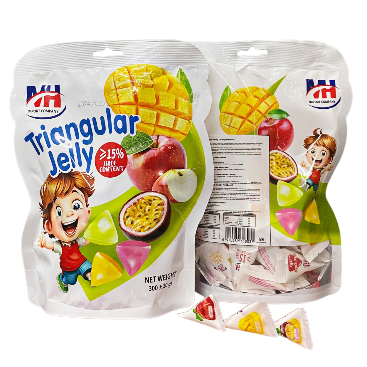 Kẹo Thạch Tam Giác Triangular Jelly Vị (Chanh dây, Táo, Xoài) - MH