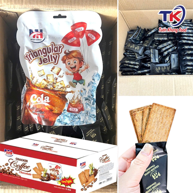 Bánh Cracker Cà Phê Socola 5KG (Mua 1 Thùng Tặng 1 Gói Thạch Cola)