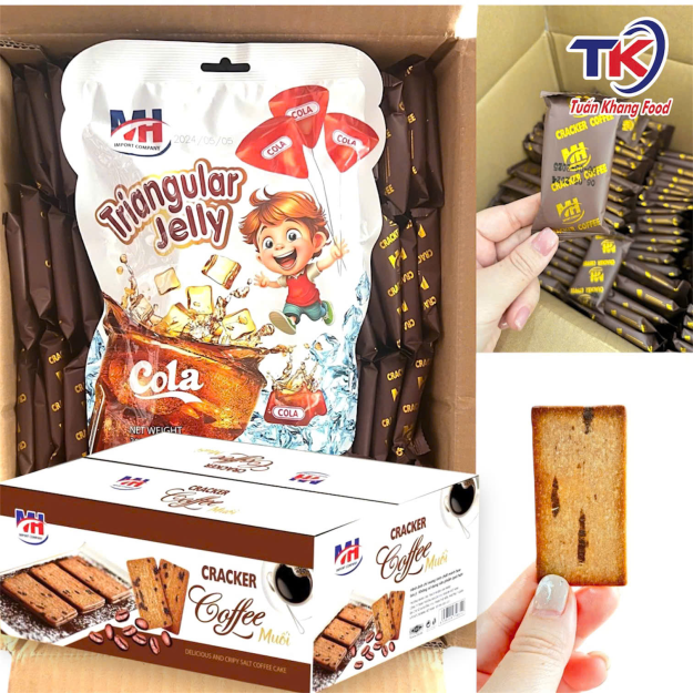 Bánh Cracker Cà Phê Muối 5KG (Mua 1 Thùng Tặng 1 Gói Thạch Cola)